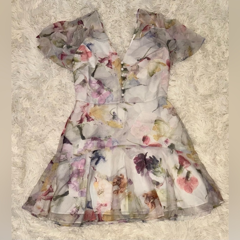 NEW Ted Baker Angel Sleeve Fit and Flare Mini Dress sz TB 2 US 4 - Picture 5 of 11